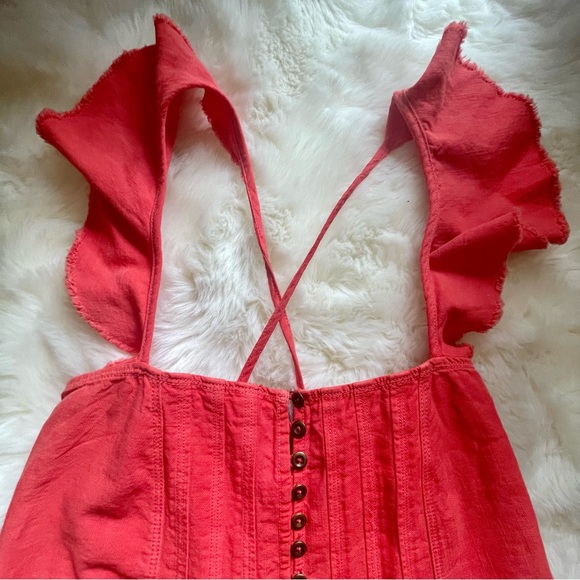 NWT 🆕 Anthropologie Pilcro XSP Flutter Sleeve Midi Dress - Redish Orange - Picture 8 of 12